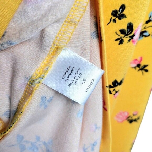 NWT Womens XXL Love Fire Yellow Floral Scoop Neck Scrunch Knot Sleeveless Top - Picture 11 of 12